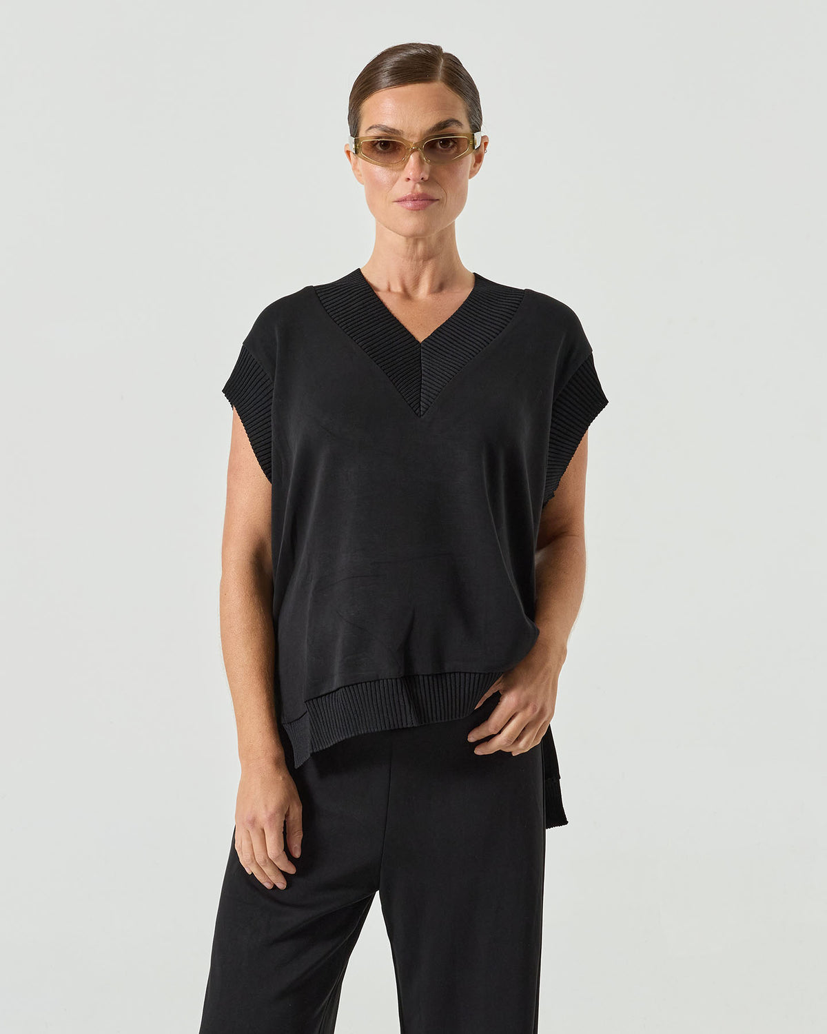 Lucia Sleeveless Lounge Top - Black