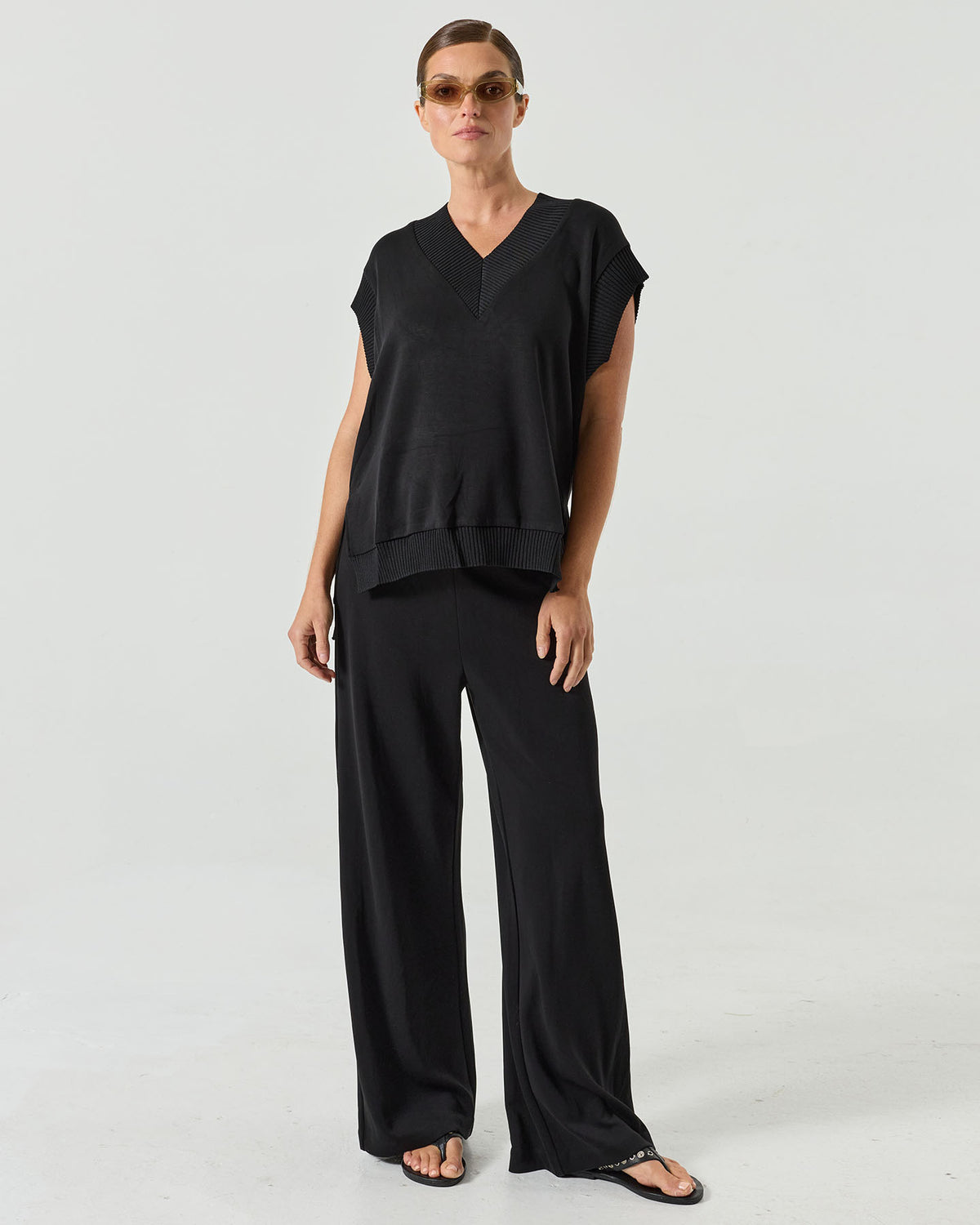 Lucia Sleeveless Lounge Top - Black