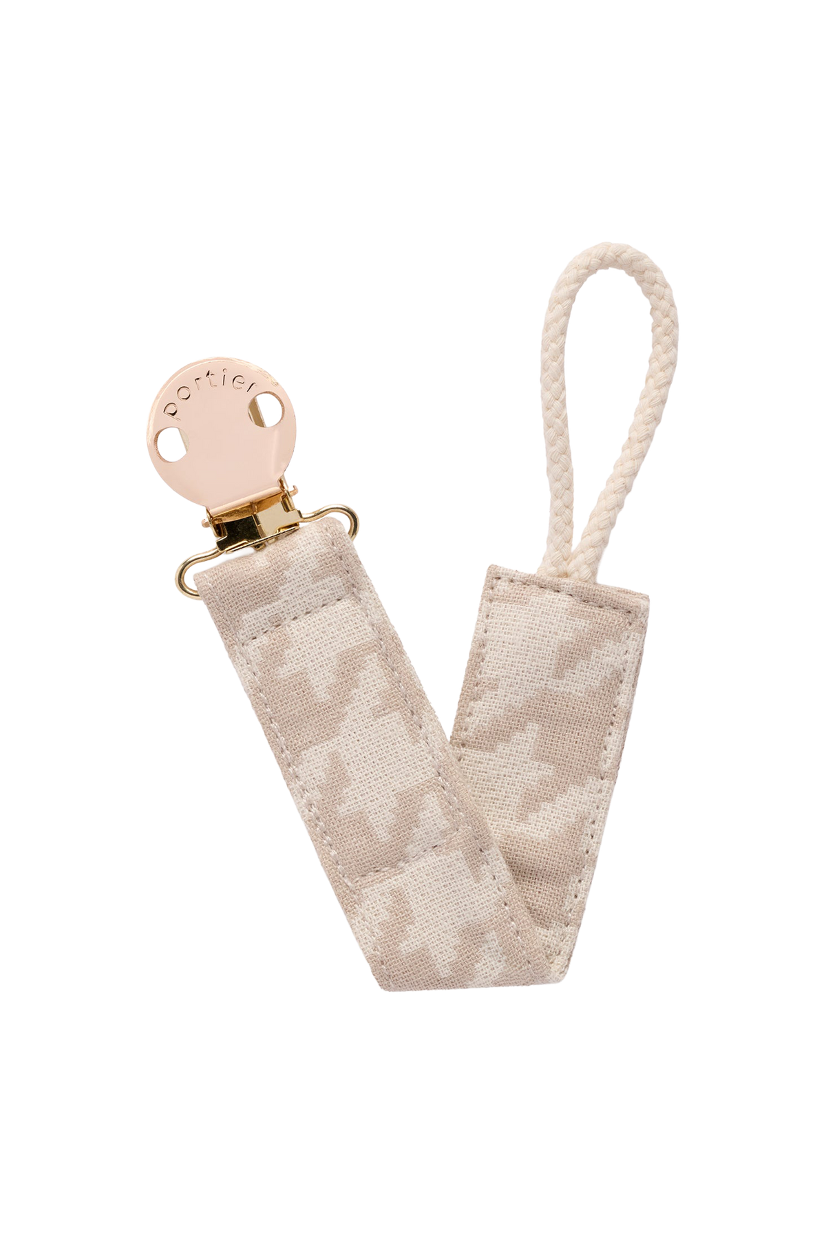Petite Pacifier Clip - Neutral Houndstooth