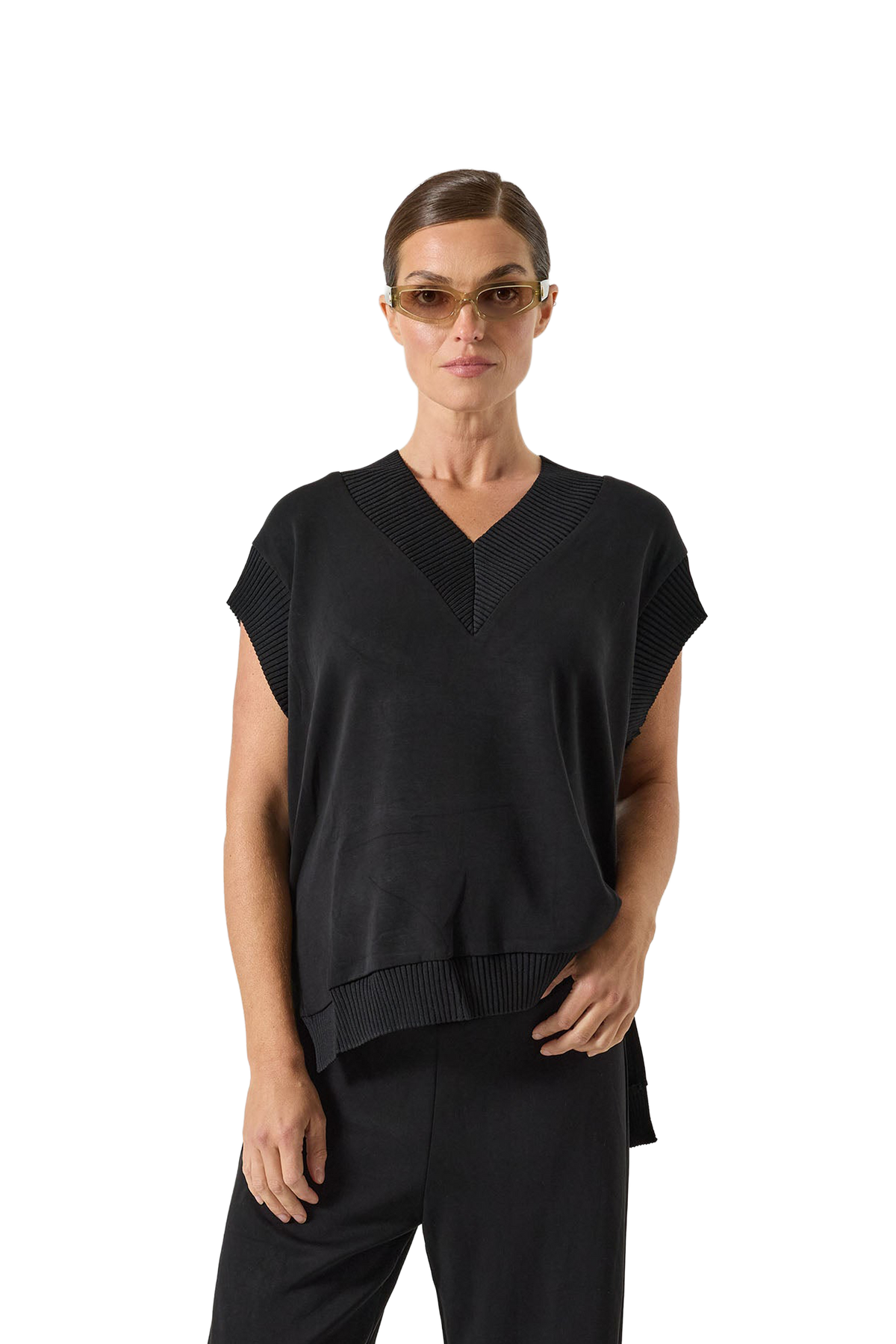 Lucia Sleeveless Lounge Top - Black