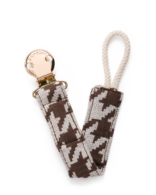 Petite Pacifier Clip - Cocoa Houndstooth