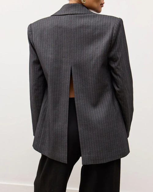 Maxim Open Back Blazer - Grey Pinstripe